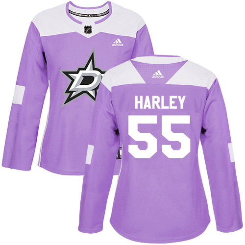 Adidas Dallas Stars #55 Thomas Harley Purple Authentic Fights Cancer Women's Stitched Jersey Womens