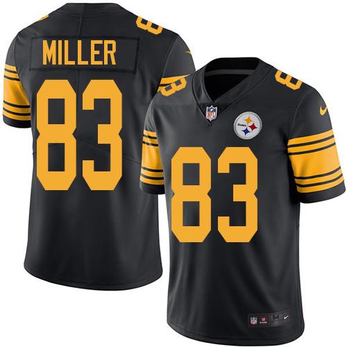 Pittsburgh Steelers #83 Heath Miller Black Men's Stitched Limited Rush Jersey Men's