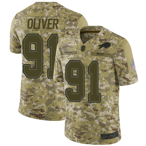 Buffalo Bills #91 Ed Oliver Camo Men's Stitched Limited 2018 Salute To Service Jersey Men's