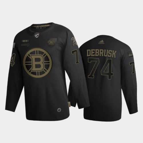 Boston Boston Bruins #74 Jake Debrusk Men's Adidas 2020 Veterans Day Authentic Jersey - Black Men's