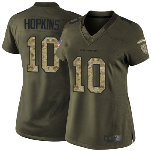 Houston Texans #10 DeAndre Hopkins Green Women's Stitched Limited 2015 Salute to Service Jersey Womens