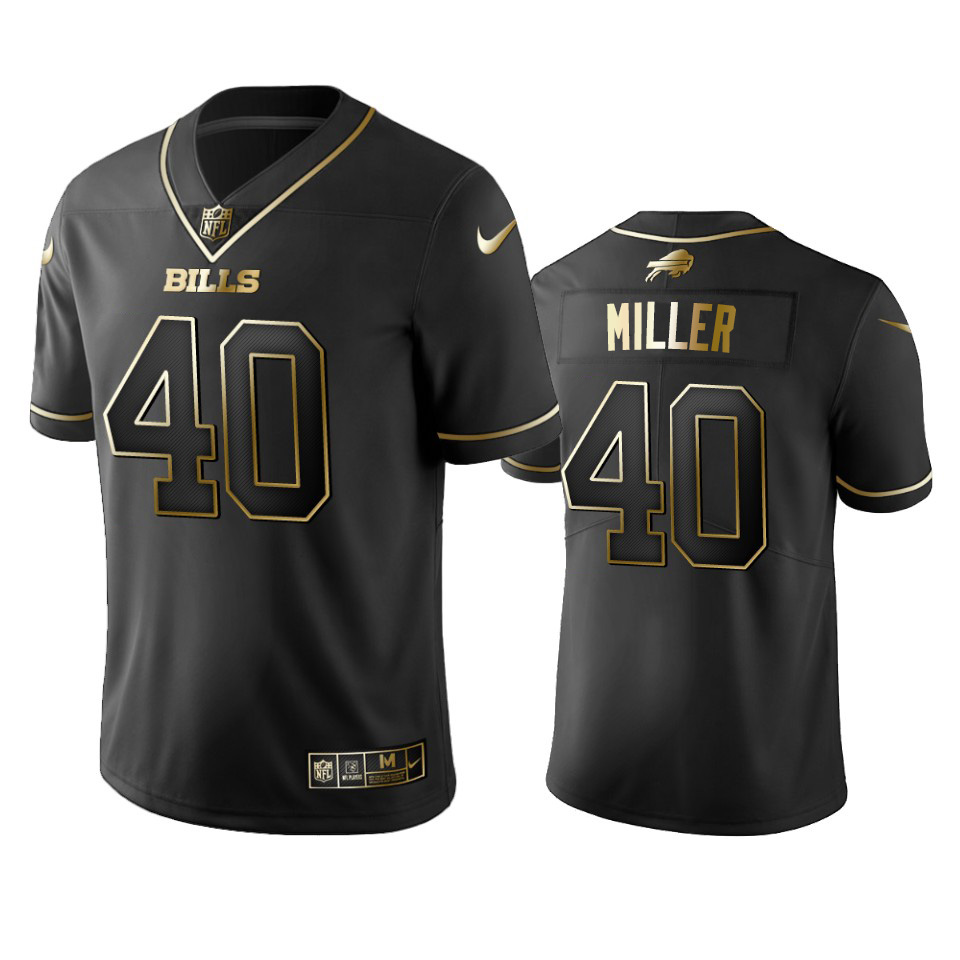 Bills #40 Von Miller Black Golden Limited Edition Stitched Jersey
