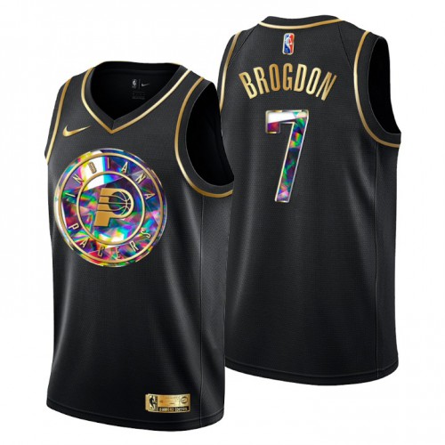 Indiana Indiana Pacers #7 Malcolm Brogdon Mens Golden Edition Diamond Logo 2021/22 Swingman Jersey - Black Mens