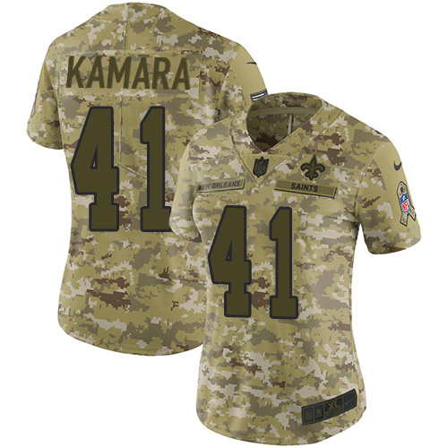 Saints #41 Alvin Kamara Camo Women's Stitched Limited 2018 Salute To Service Jersey