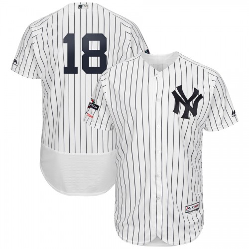 New York New York Yankees #18 Didi Gregorius Majestic 2019 Postseason Authentic Flex Base Player Jersey White Navy Men's