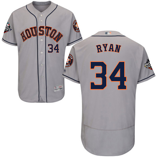 Houston Astros #34 Nolan Ryan Grey Flexbase Authentic Collection 2019 World Series Bound Stitched Jersey Men's