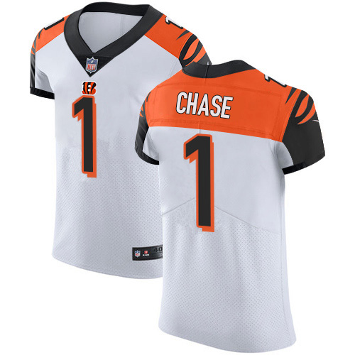 Bengals #1 Ja'Marr Chase White Men's Stitched New Elite Jersey