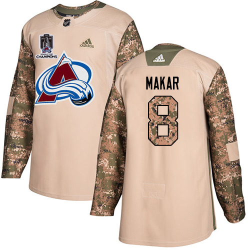 Adidas Colorado Avalanche #8 Cale Makar Camo Authentic 2022 Stanley Cup Champions Veterans Day Stitched Jersey Men's