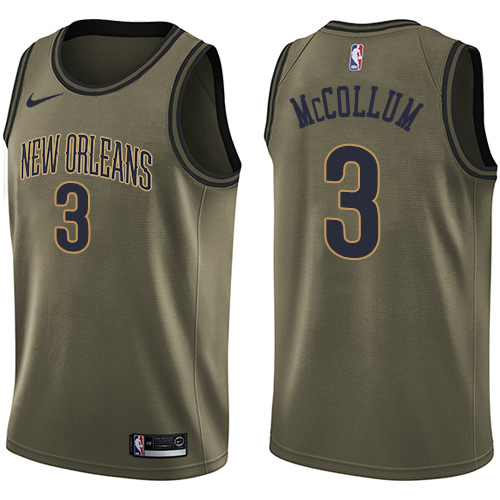 New Orleans Pelicans #3 C.J. McCollum Green Youth Salute to Service Swingman Jersey Youth