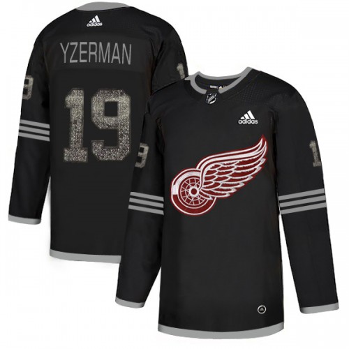 Adidas Detroit Red Wings #19 Steve Yzerman Black Authentic Classic Stitched Jersey Men's