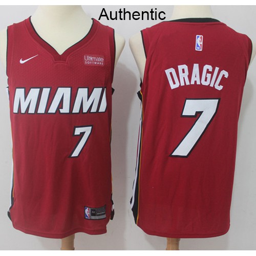 Miami Heat #7 Goran Dragic Red Authentic Statement Edition Jersey Mens