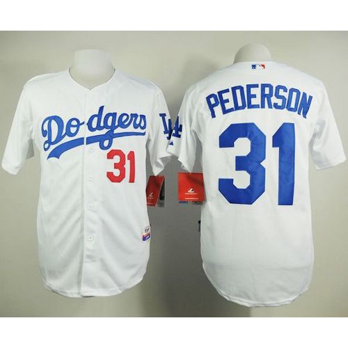 Los Angeles Dodgers #31 Joc Pederson White Cool Base Stitched Jersey Men's