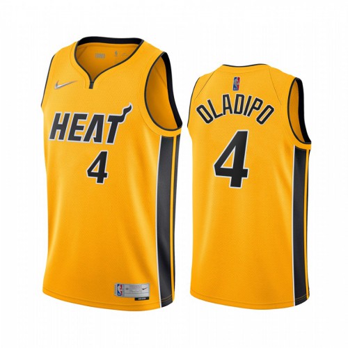 Miami Miami Heat #4 Victor Oladipo Yellow Youth Swingman 2020-21 Earned Edition Jersey Youth