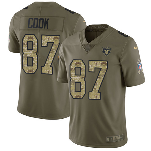 Las Vegas Raiders #87 Jared Cook Olive/Camo Men's Stitched Limited 2017 Salute To Service Jersey Men's