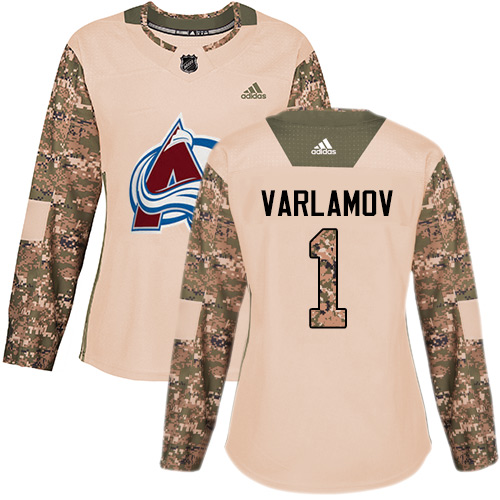 Adidas Colorado Avalanche #1 Semyon Varlamov Camo Authentic 2017 Veterans Day Women's Stitched Jersey Womens