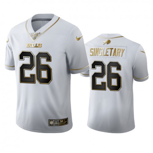 Buffalo Buffalo Bills #26 Devin Singletary White Men's White Golden Edition Vapor Limited 100 Jersey Men's