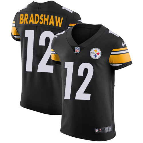 Steelers #12 Terry Bradshaw Black Team Color Men's Stitched Vapor Untouchable Elite Jersey