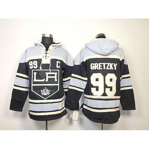 Los Angeles Kings #99 Wayne Gretzky Black Sawyer Hooded Sweatshirt Stitched Jersey Men's