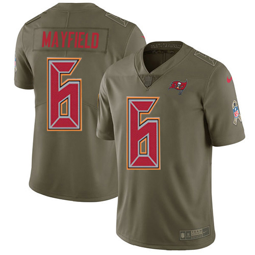 Buccaneers #6 Baker Mayfield Olive Men's Stitched Limited 2017 Salute To Service Jersey