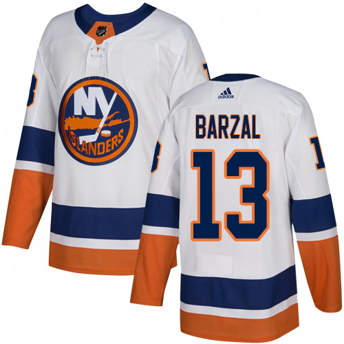 Adidas New York Islanders #13 Mathew Barzal White Road Authentic Stitched Youth Jersey Youth