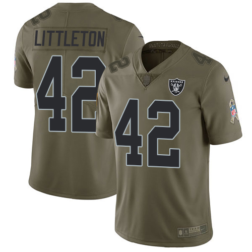 Las Vegas Raiders #42 Cory Littleton Olive Men's Stitched Limited 2017 Salute To Service Jersey Men's