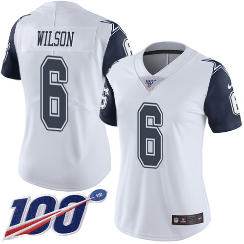 Cowboys #6 Donovan Wilson White Women's Stitched Limited Rush 100th Season Jersey