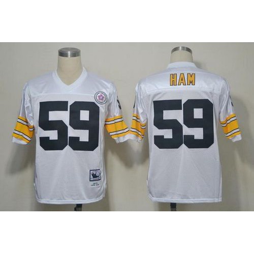 Mitchell And Ness Pittsburgh Steelers #59 Jack Ham White Stitched Jersey Men's