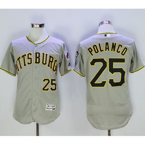 Pittsburgh Pirates #25 Gregory Polanco Grey Flexbase Authentic Collection Stitched Jersey Men's