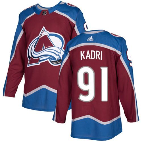 Adidas Colorado Avalanche #91 Nazem Kadri Burgundy Home Authentic Stitched Jersey Men's