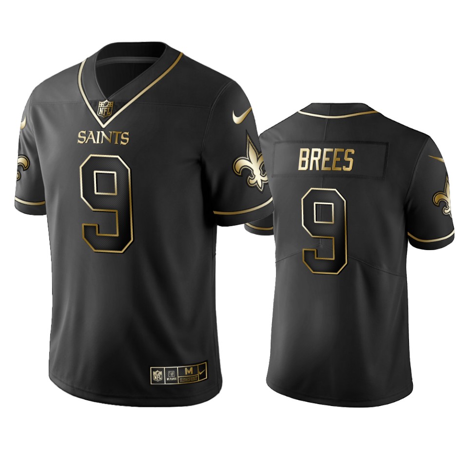Saints #9 Drew Brees Men's Stitched Vapor Untouchable Limited Black Golden Jersey