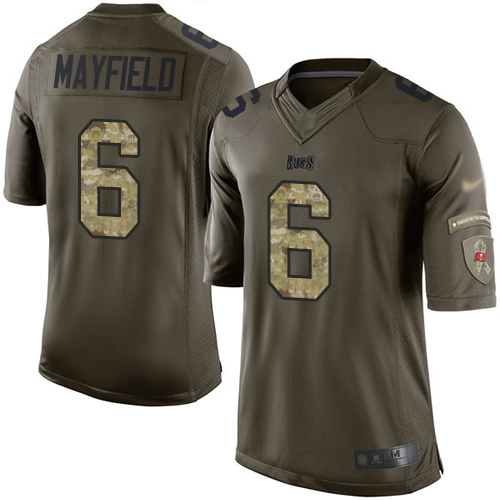 Buccaneers #6 Baker Mayfield Green Men's Stitched Limited 2015 Salute To Service Jersey
