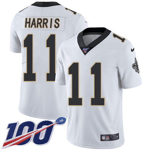 New Orleans Saints #11 Deonte Harris White Youth Stitched 100th Season Vapor Untouchable Limited Jersey Youth