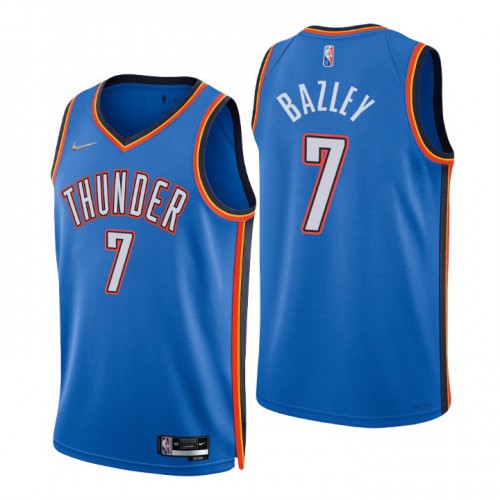 Oklahoma City Thunder #7 Darius Bazley Blue Mens 2021-22 75th Anniversary Diamond Swingman Jersey - Icon Edition Mens