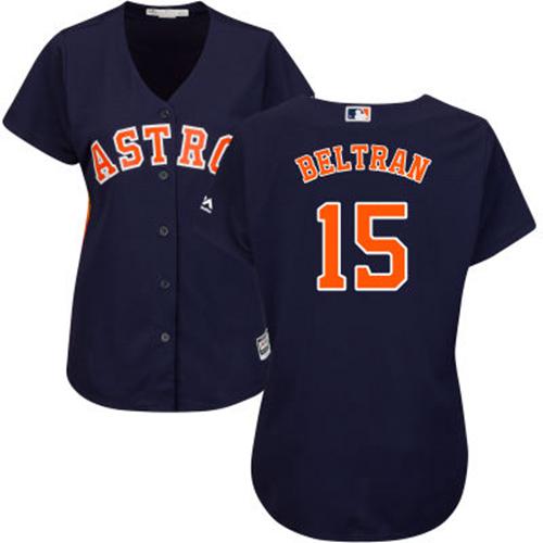 Houston Astros #15 Carlos Beltran Navy Blue Alternate Women's Stitched Jersey Womens