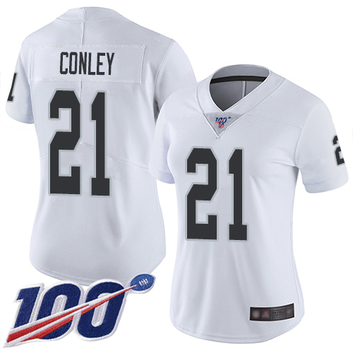 Las Vegas Raiders #21 Gareon Conley White Women's Stitched 100th Season Vapor Limited Jersey Womens