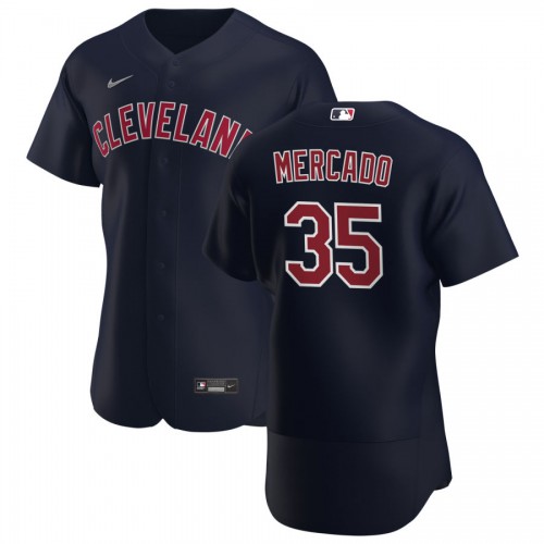 Cleveland Guardians #35 Oscar Mercado Men's Navy Alternate 2020 Authentic Player Jersey Men's