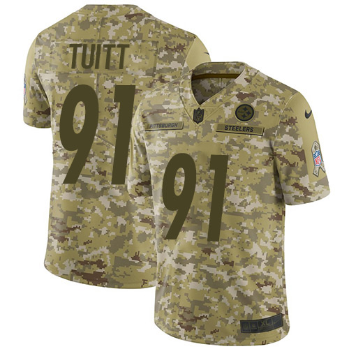 Pittsburgh Steelers #91 Stephon Tuitt Camo Youth Stitched Limited 2018 Salute to Service Jersey Youth
