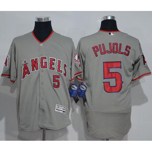 Los Angeles Angels of Anaheim #5 Albert Pujols Grey Flexbase Authentic Collection Stitched Jersey Men's