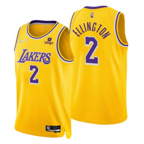 Los Angeles Lakers #2 Wayne Ellington Gold Mens 2021-22 75th Anniversary Diamond Swingman Jersey - Icon Edition Mens