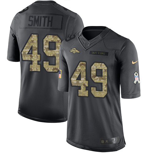 Denver Broncos #49 Dennis Smith Black Men's Stitched Limited 2016 Salute to Service Jersey Men's