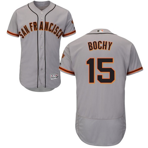 San Francisco Giants #15 Bruce Bochy Grey Flexbase Authentic Collection Road Stitched Jersey Men's
