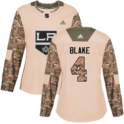 Adidas Los Angeles Kings #4 Rob Blake Camo Authentic 2017 Veterans Day Women's Stitched Jersey Womens