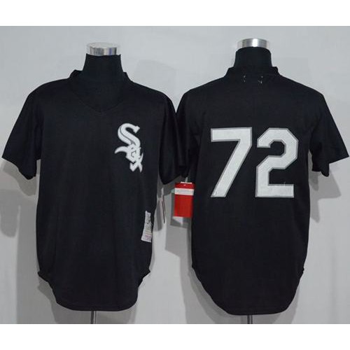 Mitchell And Ness 1993 Chicago White Sox #72 Carlton Fisk Black Throwback Stitched Jersey Men's