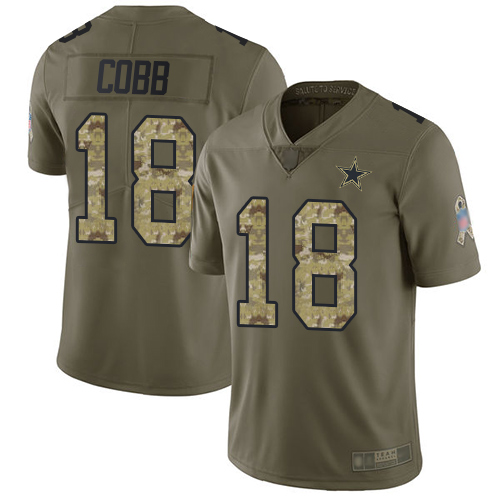 Dallas Cowboys #18 Randall Cobb Olive/Camo Men's Stitched Limited 2017 Salute To Service Jersey Men's