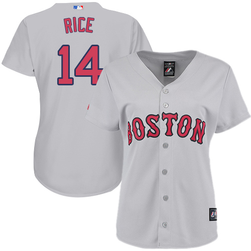 Boston Red Sox #14 Jim Rice Grey Road Women's Stitched Jersey Womens