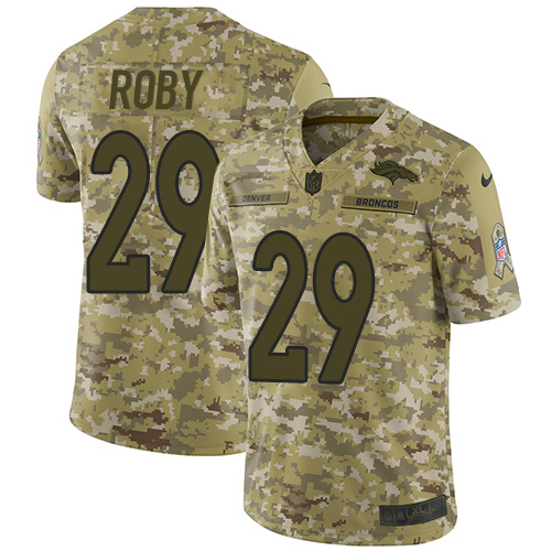 Denver Broncos #29 Bradley Roby Camo Men's Stitched Limited 2018 Salute To Service Jersey Men's
