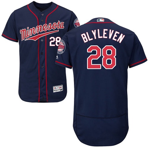 Minnesota Twins #28 Bert Blyleven Navy Blue Flexbase Authentic Collection Stitched Jersey Men's