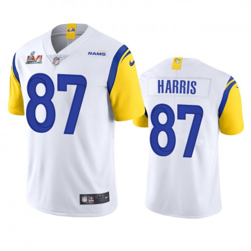 Los Angeles Los Angeles Rams #87 Jacob Harris Men's Super Bowl LVI Patch Alternate Vapor Limited Jersey - White Men's