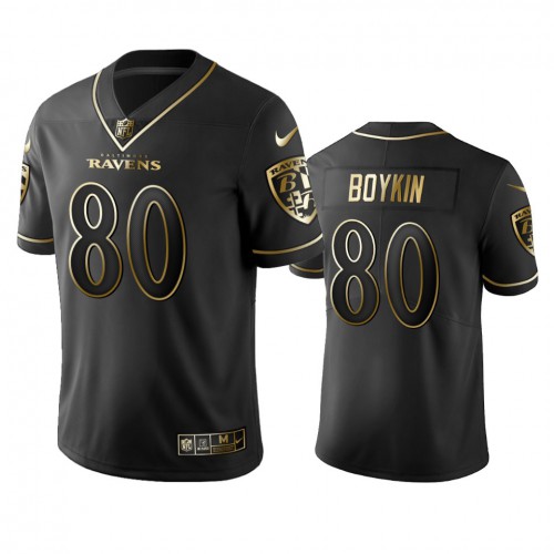 Baltimore Ravens #80 Miles Boykin Black Golden Limited Edition Stitched Jersey Men's