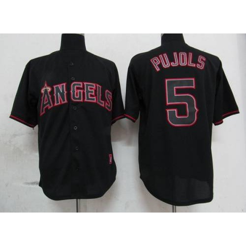 Los Angeles Angels of Anaheim #5 Albert Pujols Black Fashion Stitched Jersey Men's